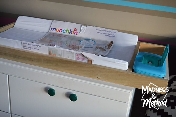 diy baby change table top with wipe compartment