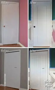 before and after flat doors upgraded with panel moulds