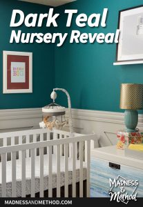 dark teal nursery reveal graphic