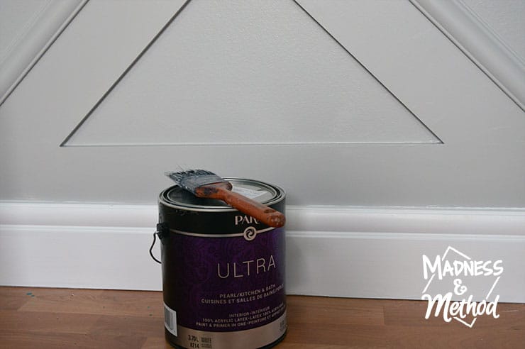 painting gray wainscoting with white baseboards