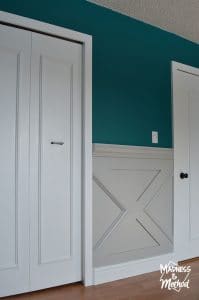 gray wainscoting with white doors