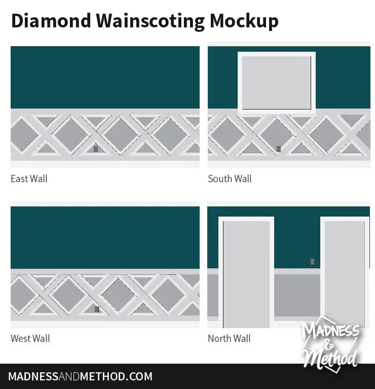 diamond wainscoting design mockup