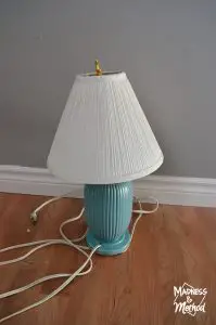 turquoise thrift store lamp