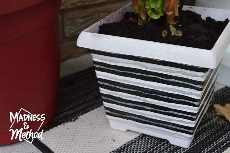 black and white diy planter