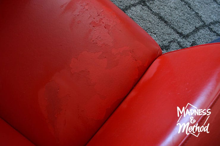 sprayed red leather chair