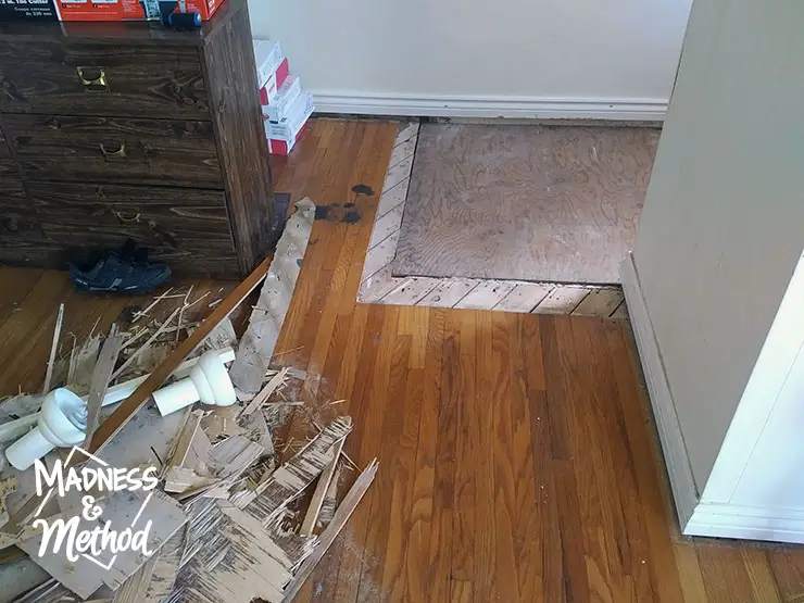cutting straight lines in entryway