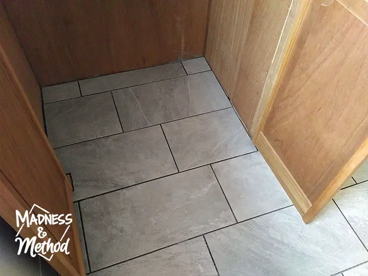 long tiles going into entryway closet