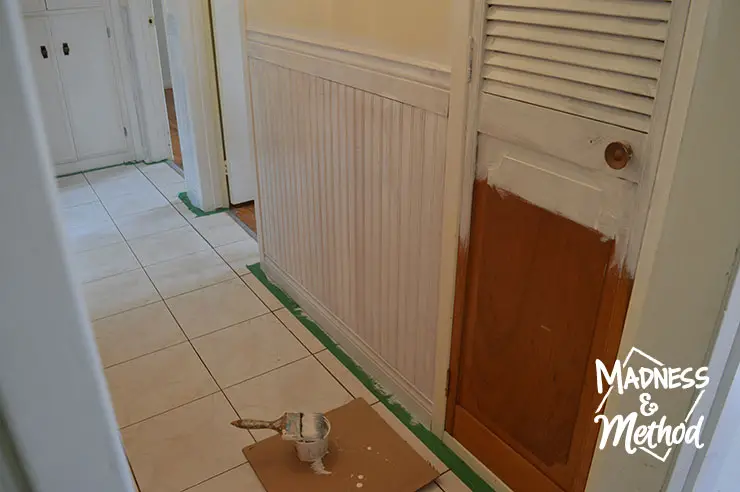 painting wood bead board hallway