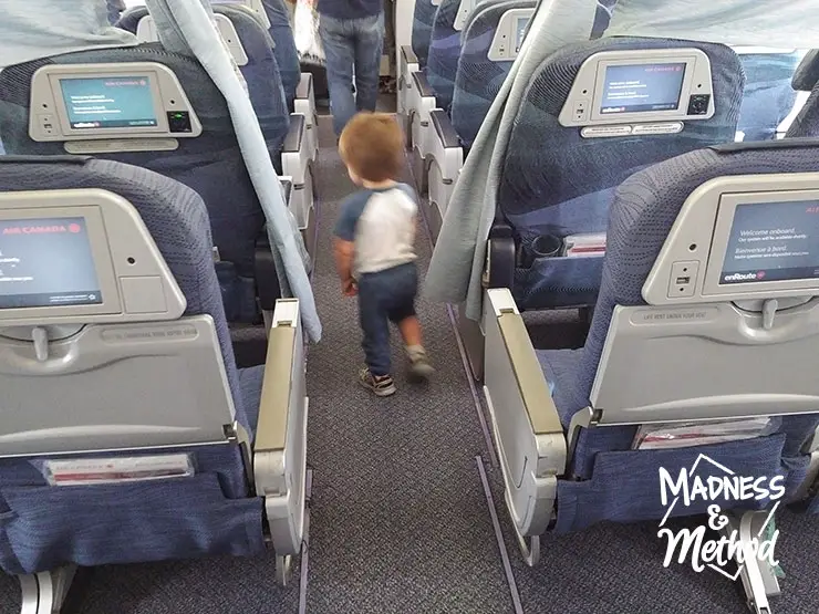 toddler on airplane