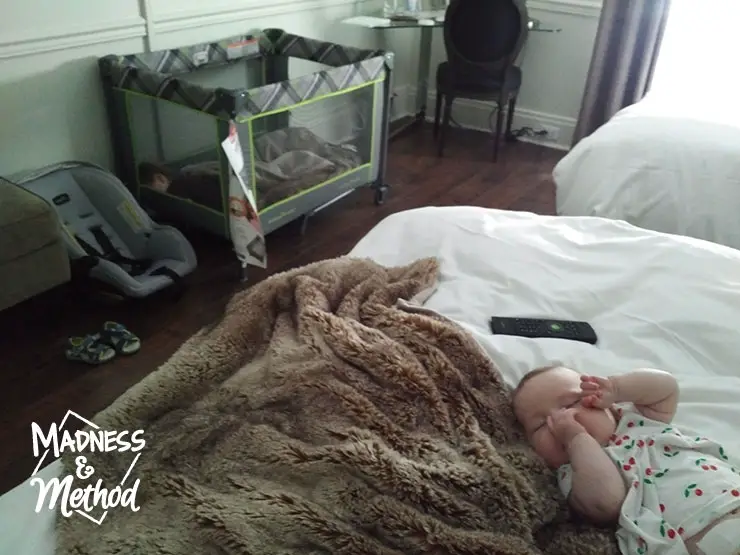 napping children in hotel