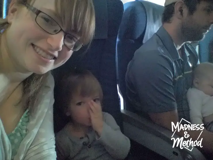 family on airplane