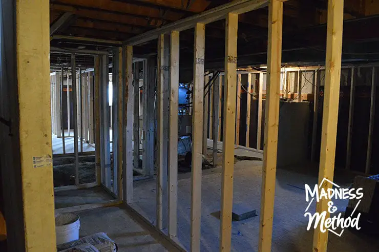 shared entrance framing in basement apartment