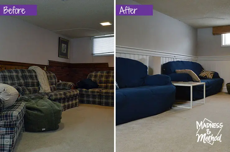 basement living before after