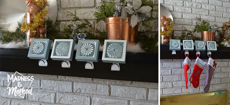 stocking holders on mantel