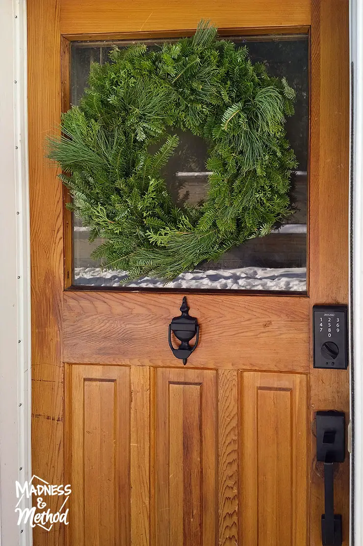 wreath on wood door