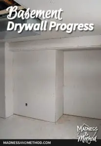 basement drywall progress