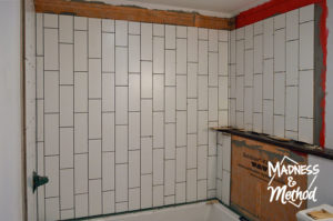 vertical subway tile in bathroom