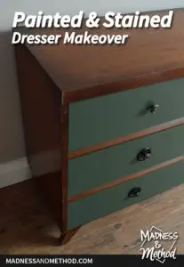 painted and stained dresser makeover