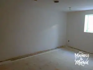 basement bedroom drywall