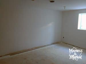 basement bedroom drywall