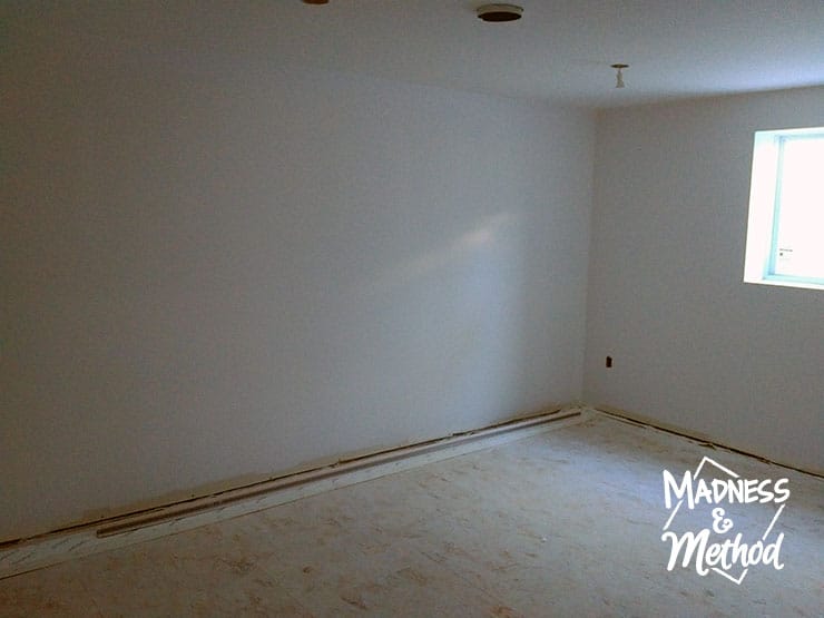 basement bedroom drywall