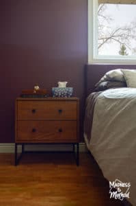 wood and metal nightstand