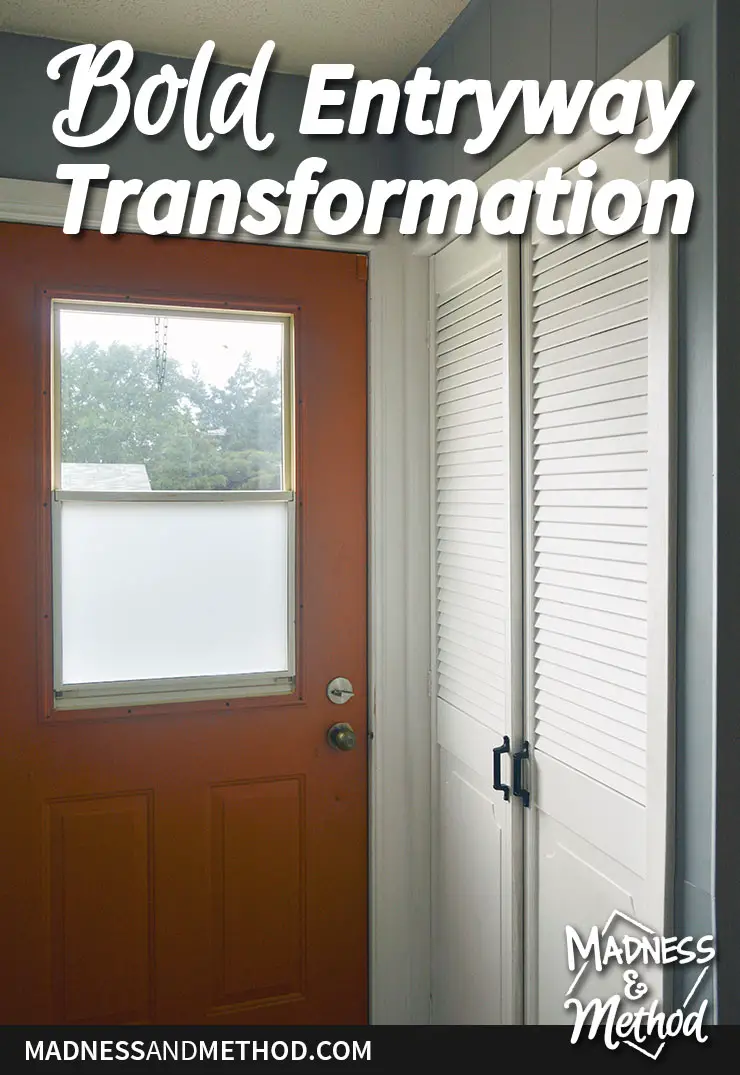 entryway transformation with orange door