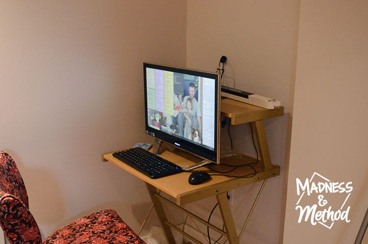 wood desk before makeover