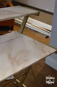marble wallpaper desk makeover