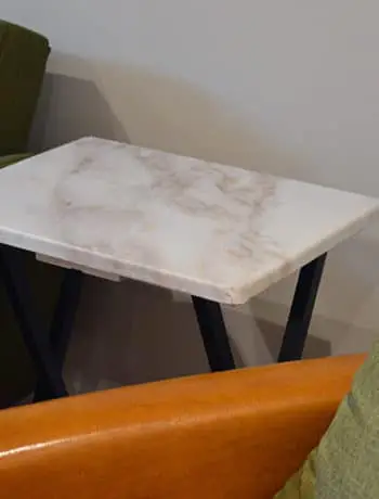 marble wallpaper table makeover