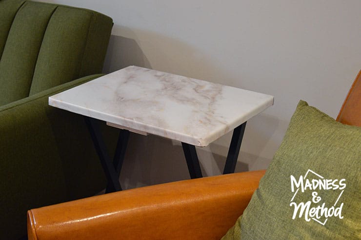 marble wallpaper table makeover