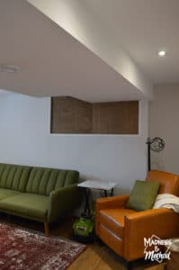 camel chair green couch