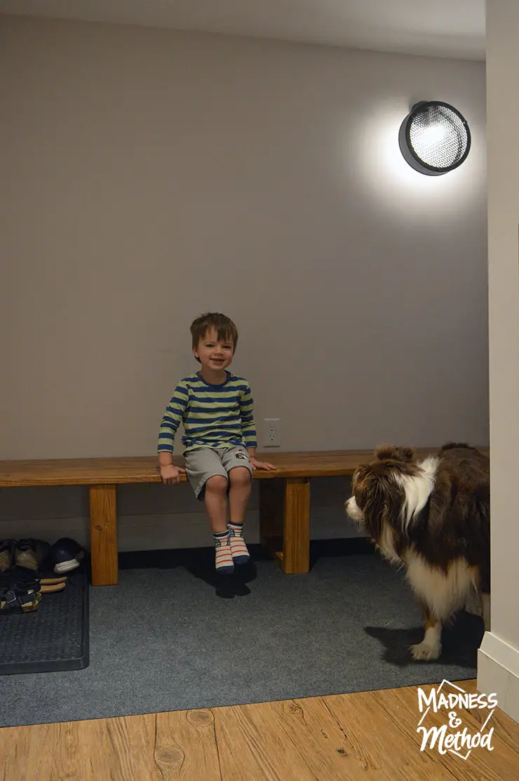 sitting area in mudroom