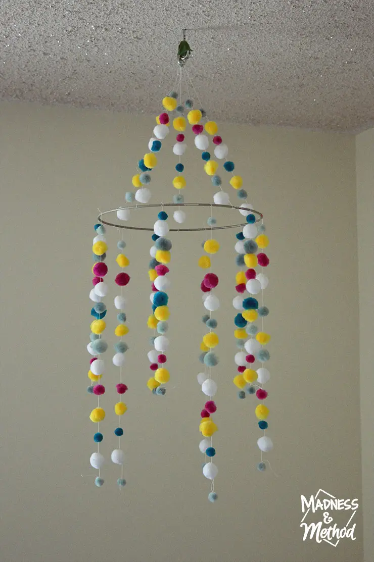 pom pom mobile from ceiling