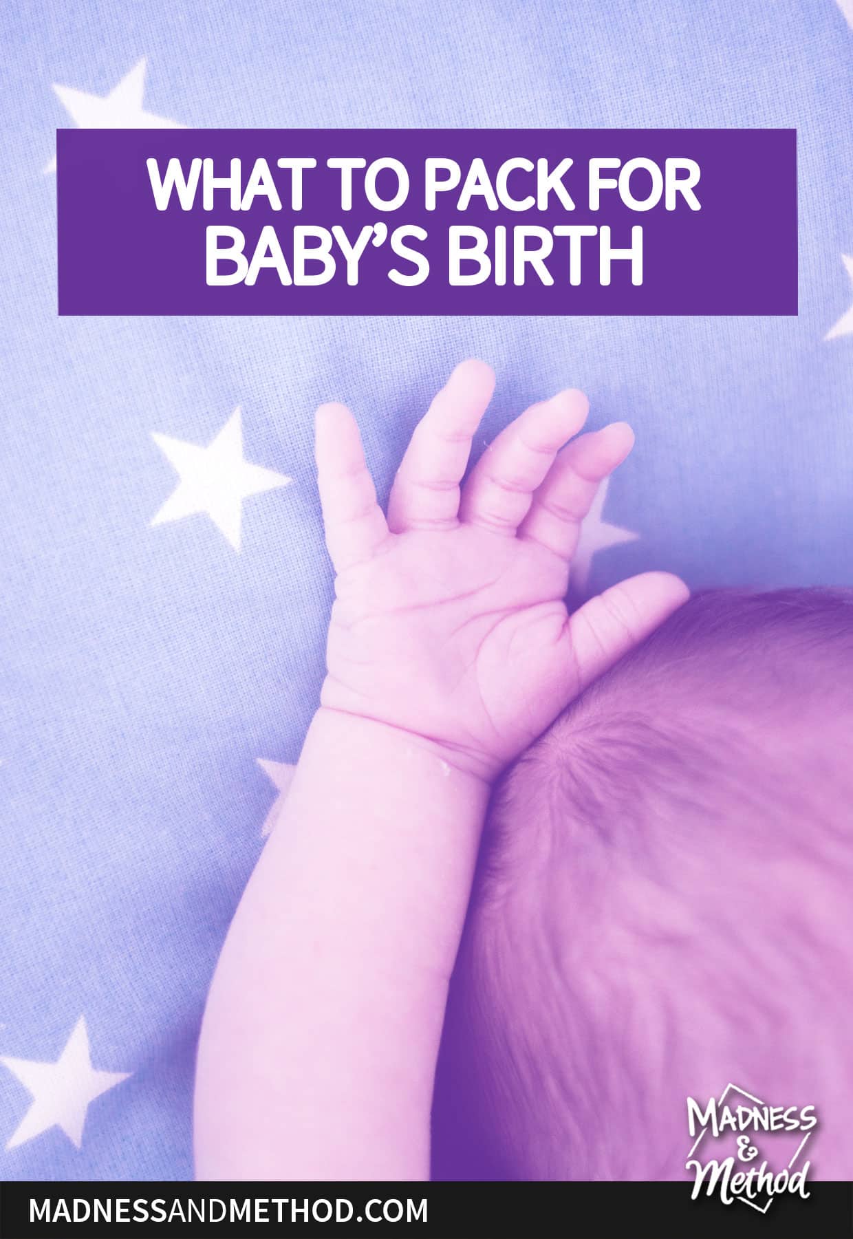 baby arm reaching baby bag text