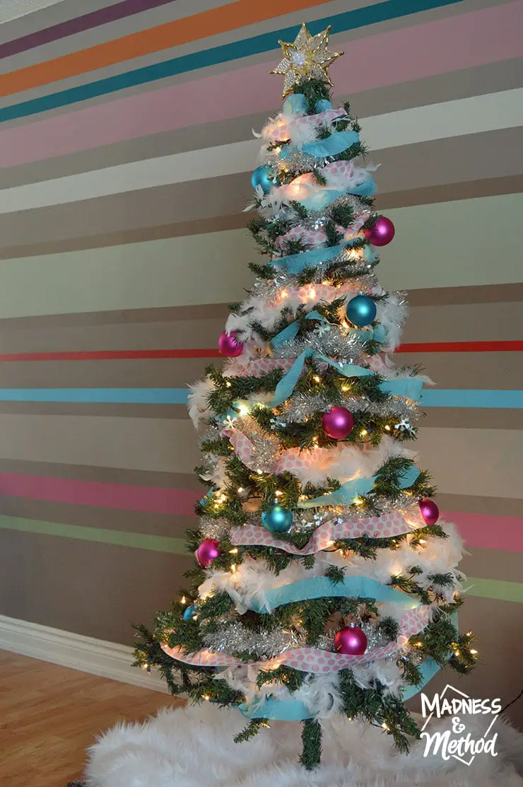 pink and blue christmas tree