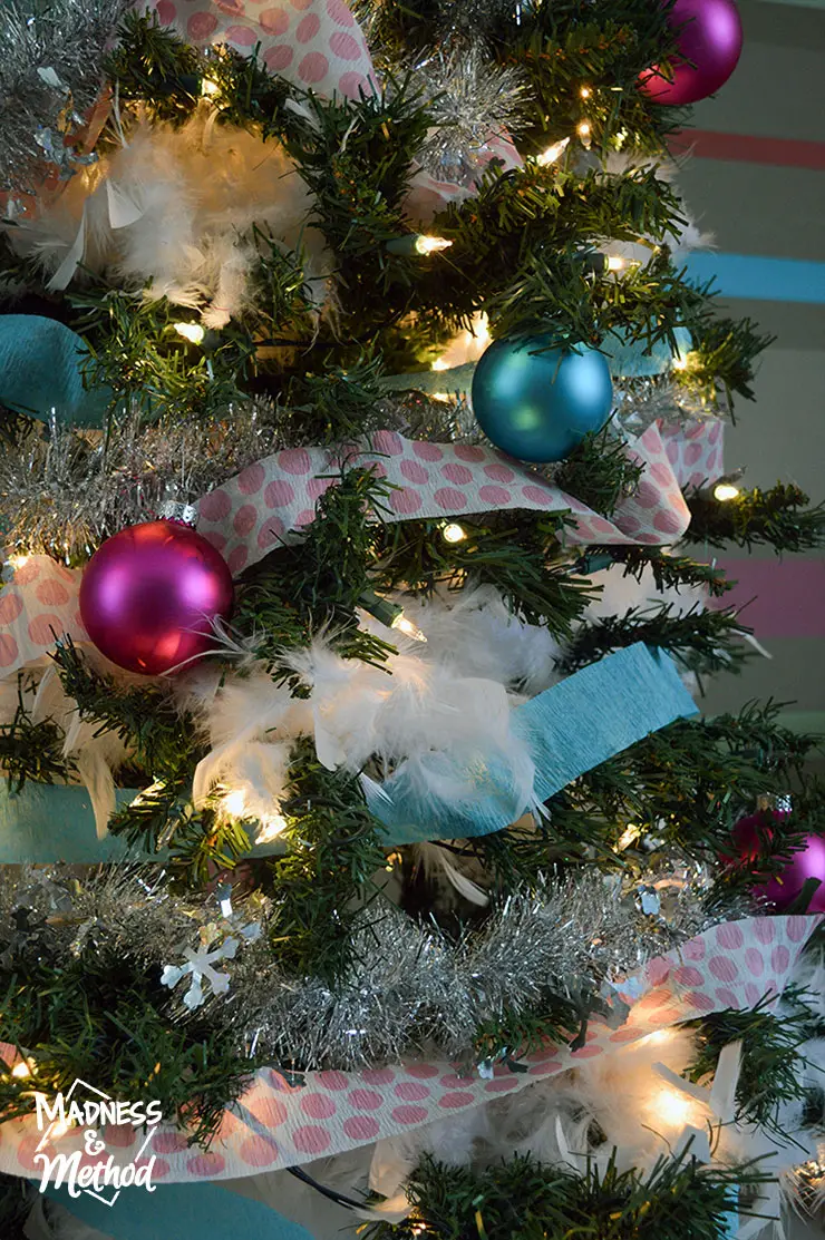 pink and blue tree decor