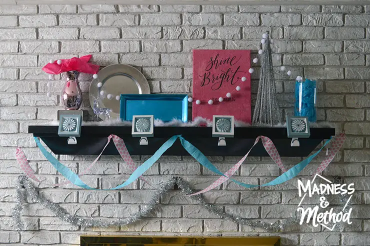 blue and pink mantel