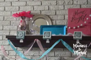 baby blue and pink mantel
