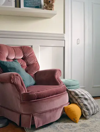 nursery reveal pink chair