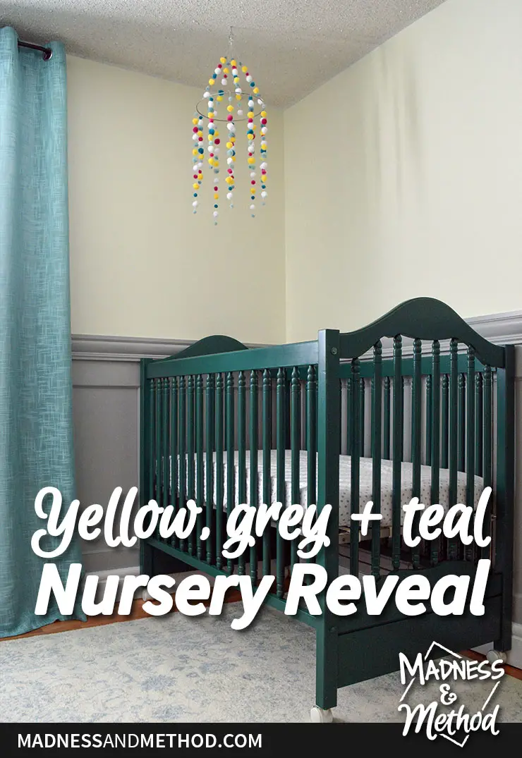 yellow grey and teal nursery reveal