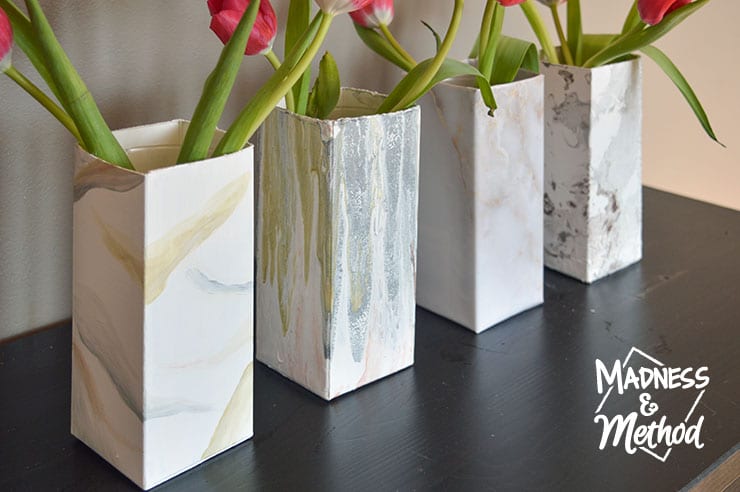 faux marble vases