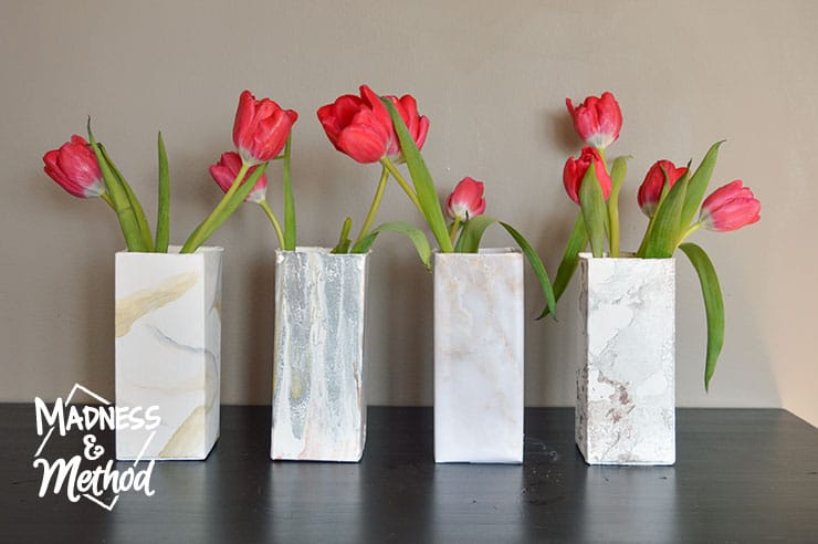 faux marble vases