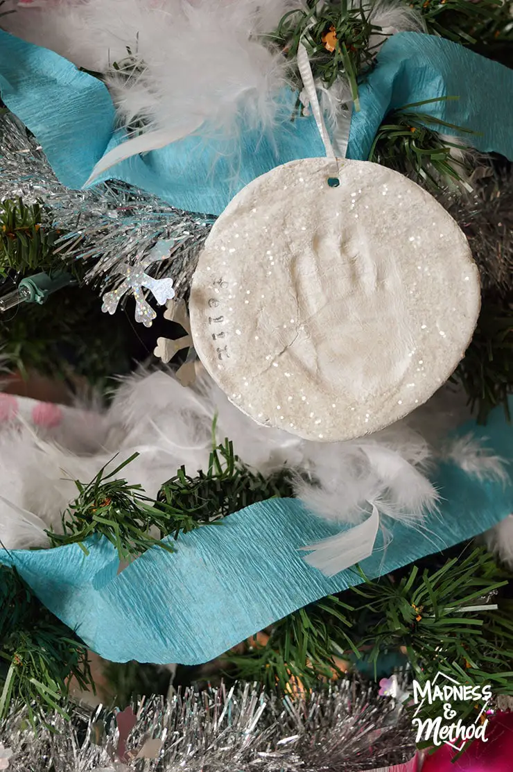 air dry marshmallow clay handprint ornament