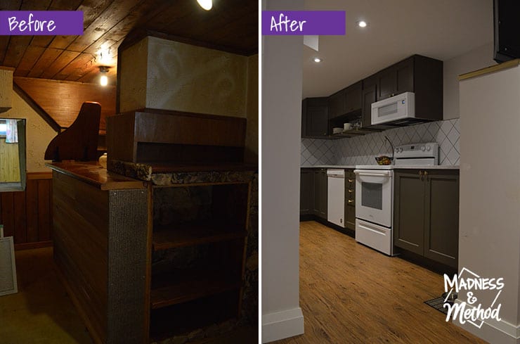 rental renovation tour basement kitchen