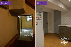 rental renovation tour basement kitchen hall