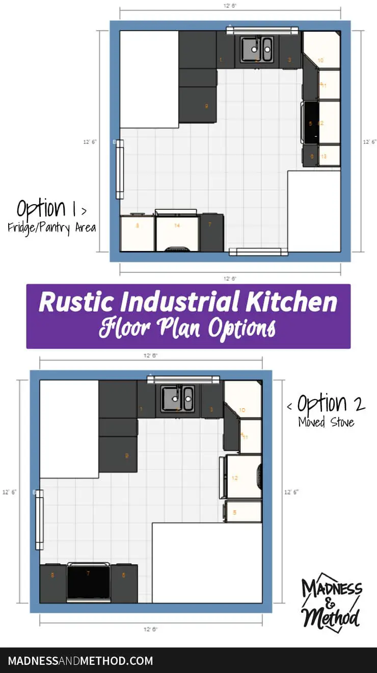rustic industrial kitchen floorplan