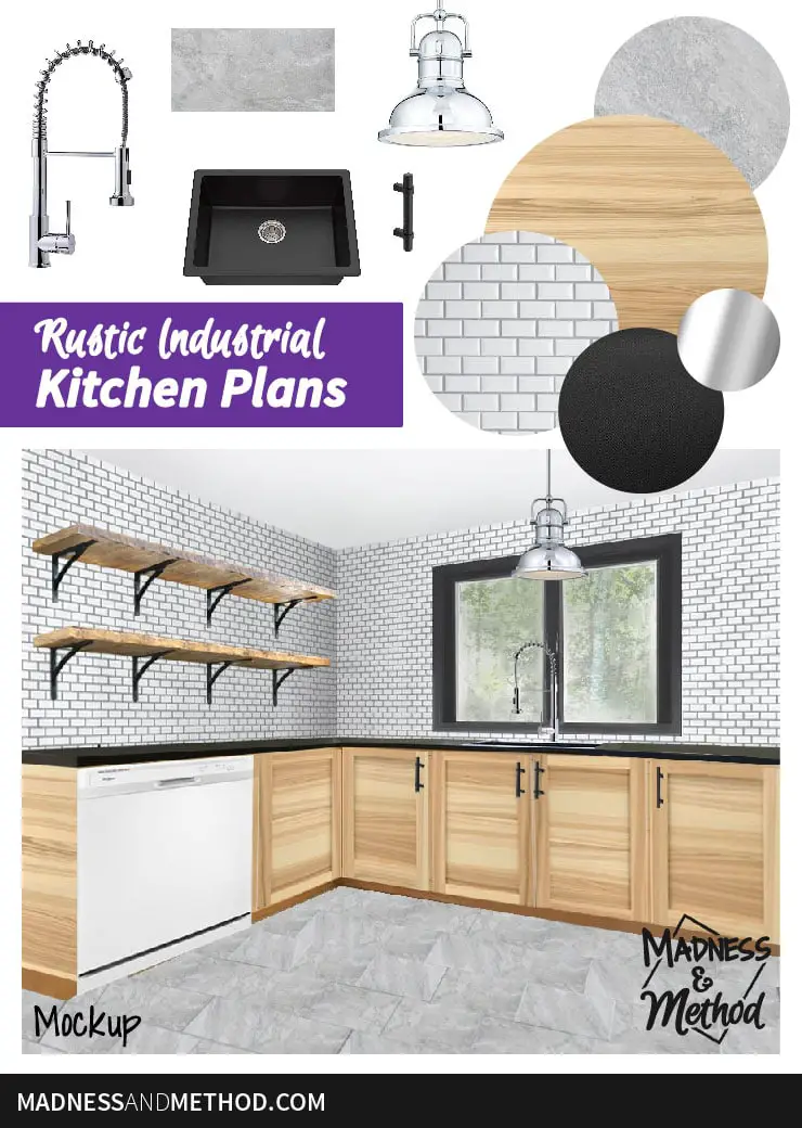 rustic industrial kitchen plans moodboard