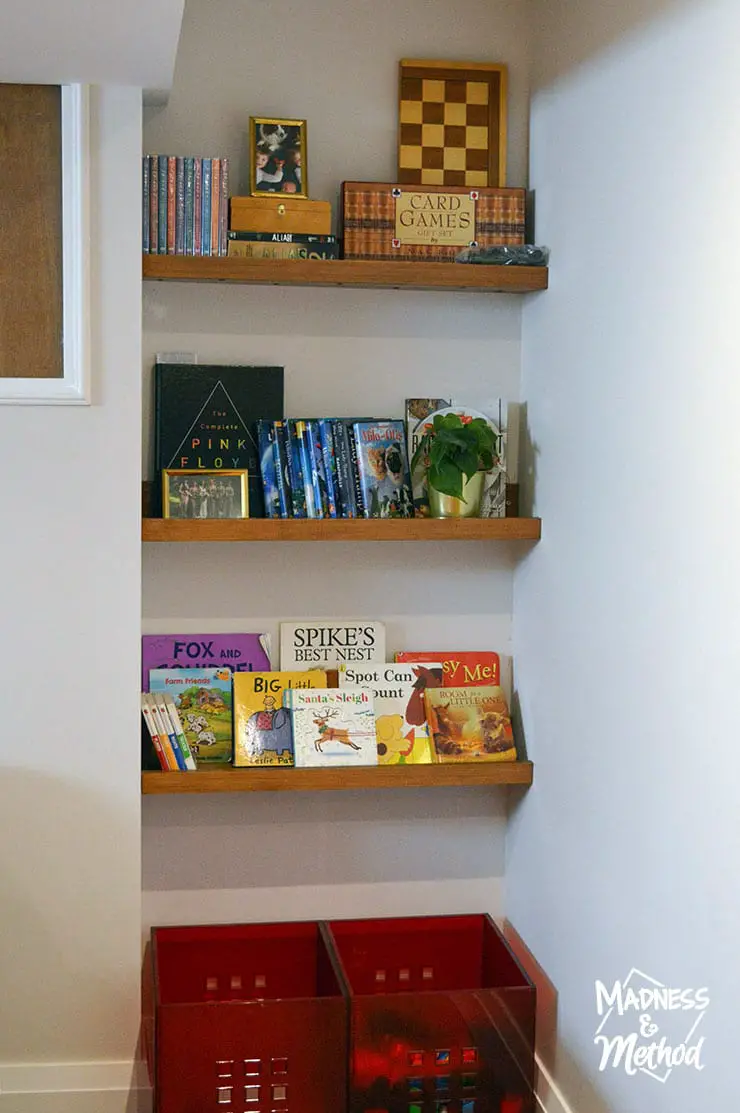 three kid friendly shelves