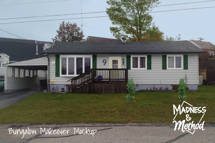 facade bungalow makeover mockup